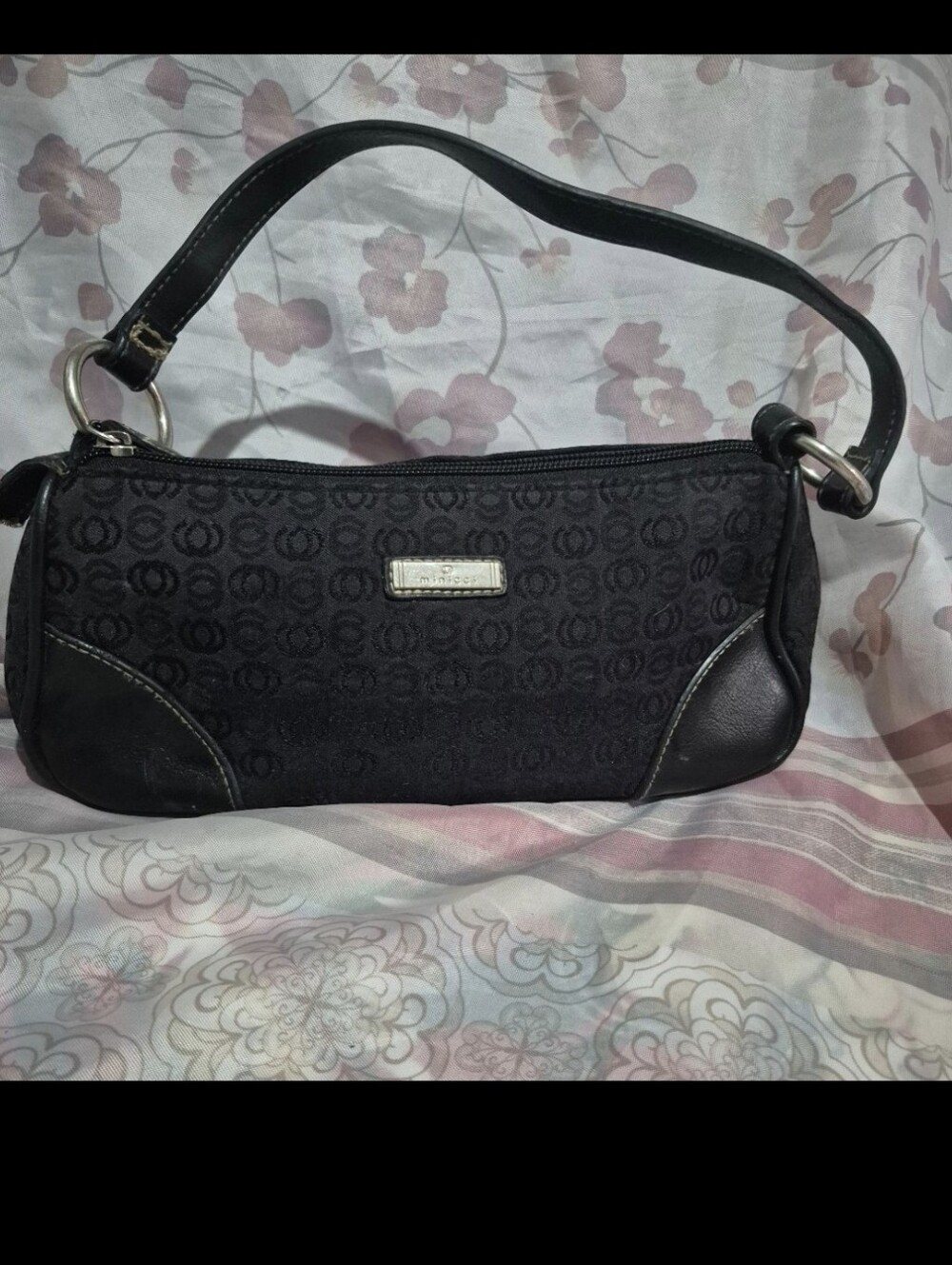 Y2K Minicci Black Mini Shoulder Bag with Monogram Detail